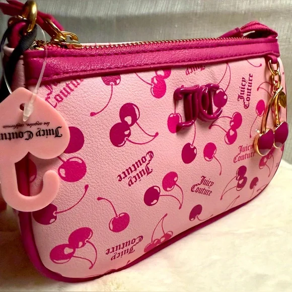 NEW Juicy Couture Pink Cherry Wristlet Purse - Picture 3 of 6